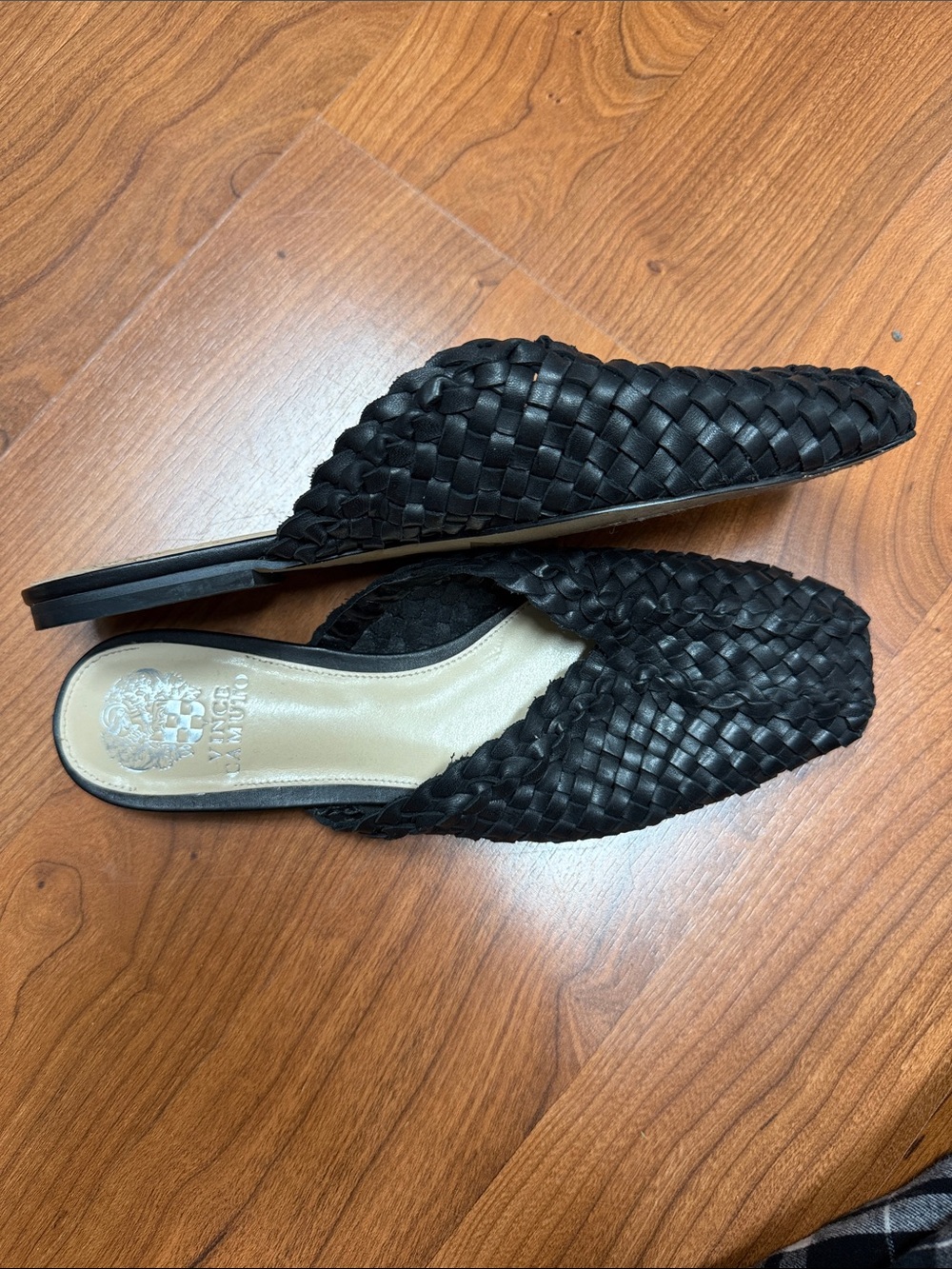 Vince Camuto Black Woven Leather Slip-On Mules - Picture 4 of 5
